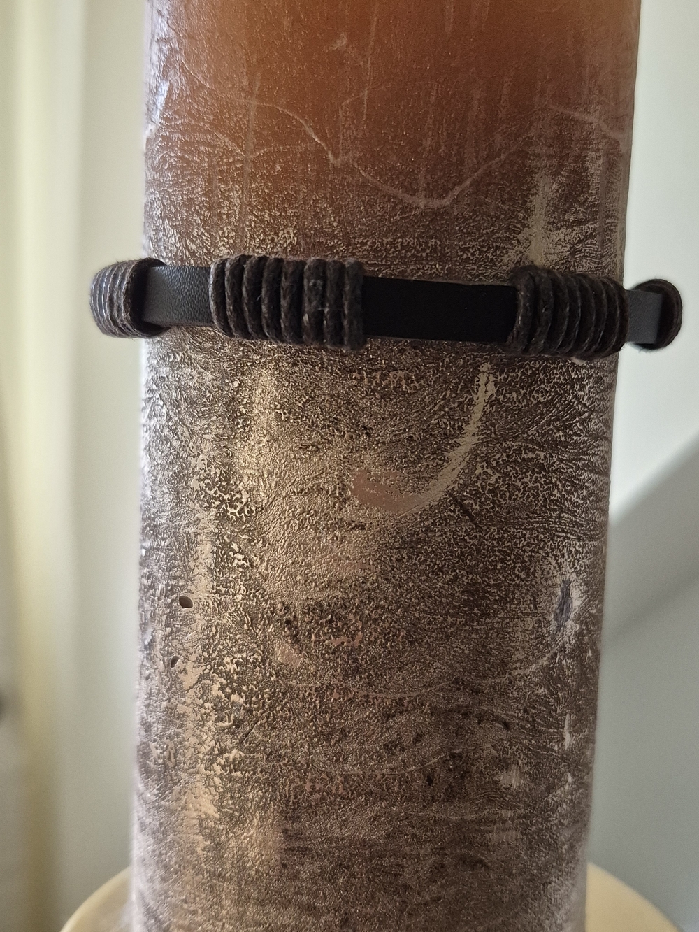 Men's Brown Leather Wrapped Cord Bracelet